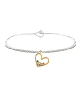 Unwritten Multi Color Cubic Zirconia Heart Bangle Bracelet