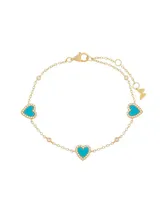 by Adina Eden 14k Gold-Plated Sterling Silver Mother of Pearl & Cubic Zirconia Heart Link Bracelet
