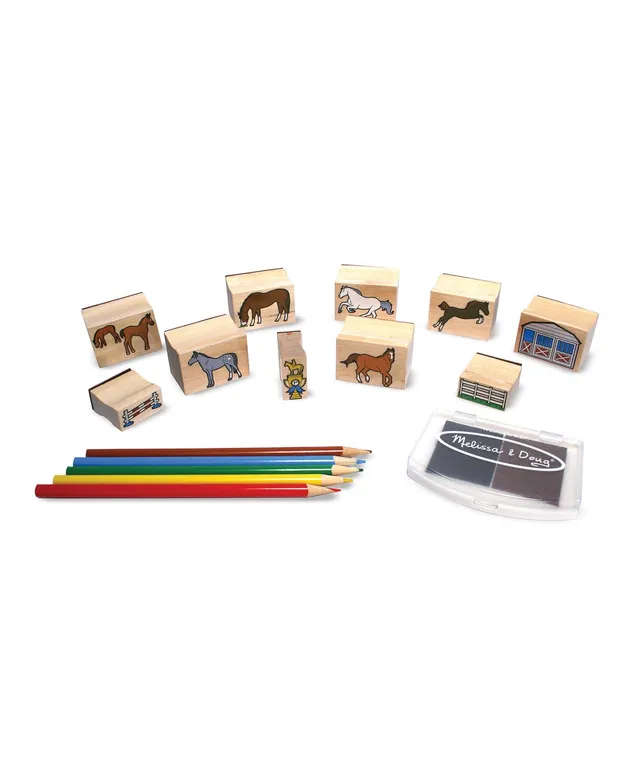  Melissa & Doug Wooden Stamp Set: Vehicles - 10 Stamps, 5  Colored Pencils, 2-Color Stamp Pad : Melissa & Doug: Toys & Games