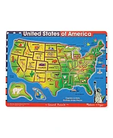 Melissa & Doug Usa Map Sound Puzzle - Wooden Puzzle With Sound Effects (40 pcs), Multicolor