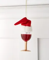 Holiday Lane Foodie Collection Red Wine Glass with Santa Hat Ornament, Exclusively at Macy's