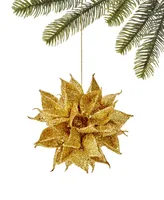 Holiday Lane Shine Bright Glittered Flower Ball Ornament, Exclusively at Macy's