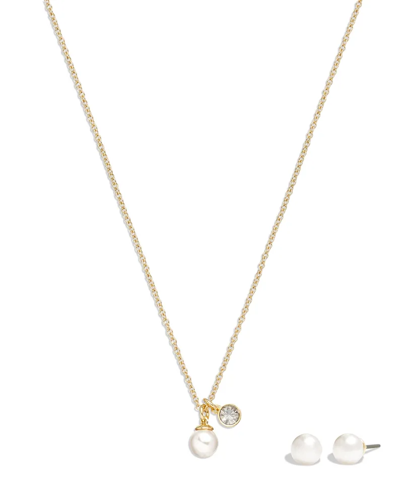 COACH Imitation Pearl Signature C Pendant Necklace 16