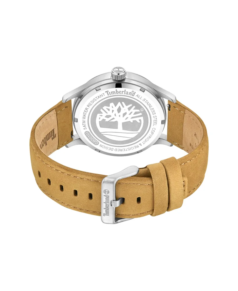 Timberland Men's Quartz Trumbull Wheat Genuine Leather Watch 45mm