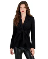 Bar Iii Women's Bi-Stretch Tie-Front Long-Sleeve Jacket, Created for Macy's