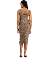 Bar Iii Petite Animal-Print Bodycon Midi Dress, Created for Macy's