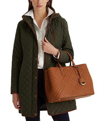 Lauren Ralph Lauren Petite Hooded Quilted Faux-Suede-Trim Coat