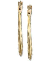 Swirl Texture Tapered Small Hoop Earrings in 10k Gold, 3/4"