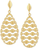 Italian Gold Openwork Teardrop Drop Earrings in 10k Gold