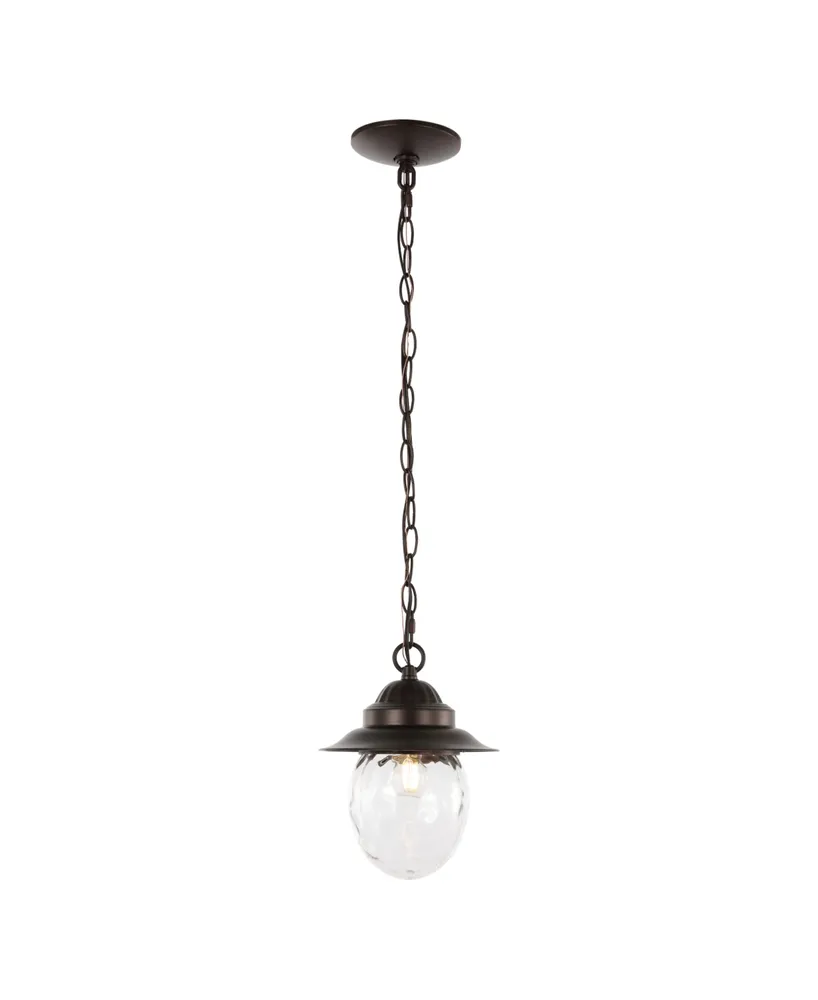 Manteo 8.25" 1-Light Farmhouse Industrial Iron, Glass Outdoor Led Pendant