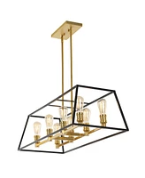 Liane 35" 8-Light Farmhouse Industrial Iron Linear Led Pendant