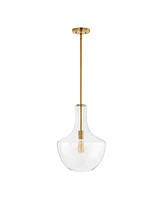 Watts 13.25" 1-Light Mid-Century Modern Iron, Glass Led Pendant