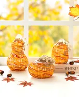 Glitzhome Multi Stripes Glass Pumpkin Gourd, Set of 3