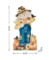 Glitzhome 30" H Fall Wooden Painted Scarecrow Porch Decor