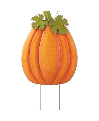 Glitzhome 37.75" H Fall Metal Embossed Glitter Pumpkin Yard Stake