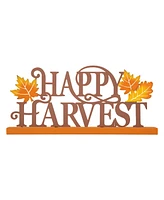 Glitzhome 18" L Wood Metal Happy Harvest Table Decor