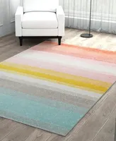 Bayshore Home Campy Kids Pastel Abstract Rainbow 5'3" x 8' Area Rug