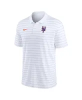 Men's Nike White New York Mets Authentic Collection Victory Striped Performance Polo Shirt