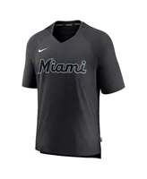 Men's Nike Black Miami Marlins Authentic Collection Pregame Raglan Performance V-Neck T-shirt