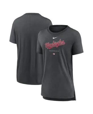 Women's Nike Heather Charcoal Washington Nationals Authentic Collection Early Work Tri-Blend T-shirt