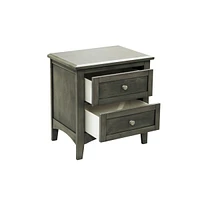 Cool Gray Finish 1pc Nightstand of Drawers Brushed Nickel Tone Knobs Transitional Style Bedroom Furniture
