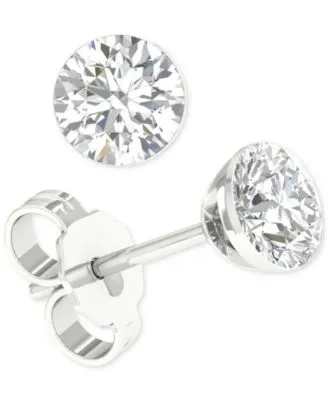 Diamond Prongless Stud Earring Collection In 14k White Gold