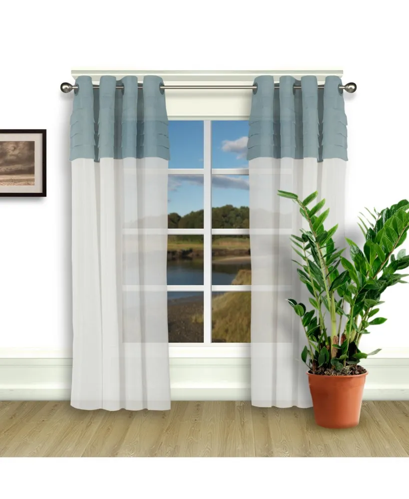 Geneva Pleated 2-Tone Grommet Curtain Panel 52"W x 63"L