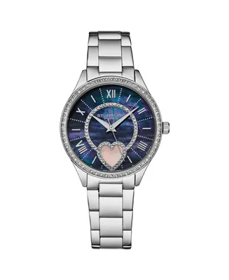 Stuhrling Women's Symphony Silver-tone Stainless Steel, Blue Dial, 45mm Round Watch - Silver