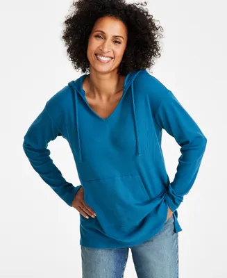 Style & Co Women's Waffle-Knit Hoodie Tunic, Created for Macy's