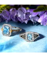 Le Vian Sea Blue Aquamarine (2 ct. t.w.) & Diamond (3/8 ct. t.w.) Ring in 14k Two-Tone Gold