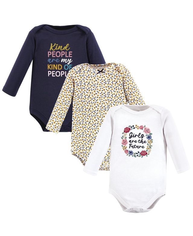 Hudson Baby Girls Cotton Long-Sleeve Bodysuits Are The Future, 3-Pack