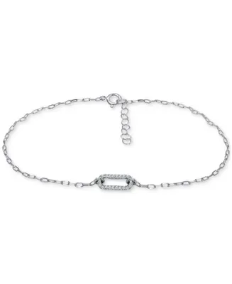 Giani Bernini Cubic Zirconia Pave Link Ankle Bracelet in Sterling Silver & 18k Gold-Plate, Created for Macy's