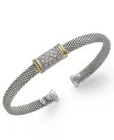 Diamond Mesh Bangle Bracelet in 14k Gold and Sterling Silver (1/8 ct. t.w.)