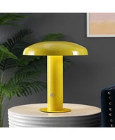 Suillius 11" Contemporary Bohemian Rechargeable, Cordless Iron Integrated Led Mushroom Table Lamp