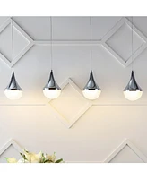 Elena Teardrop 47" 4-Light Modern Mid-Century Iron, Acrylic Integrated Linear Led Pendant