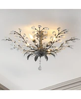 Elisana 26" 4-Light Contemporary Bohemian Iron, Acrylic Led Semi Flush Mount