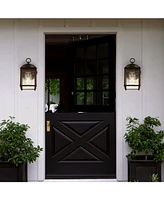 Boston 4.25" 1-Light Farmhouse Industrial Iron, Glass Outdoor Led Sconce, Set of 2