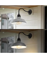 Aurora 12.25" 1-Light Farmhouse Industrial Indoor, Outdoor Iron Led Gooseneck Arm Sconce