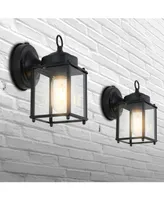 Boston 4.25" 1-Light Farmhouse Industrial Iron, Glass Outdoor Led Sconce, Set of 2