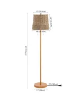 Ocata 61" 2-Light Coastal Bohemian Iron, Rattan Led Floor Lamp with Pull-Chain