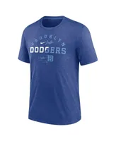 Men's Nike Heather Royal Brooklyn Dodgers Rewind Review Slash Tri-Blend T-shirt