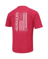 Men's Colosseum Scarlet Nebraska Huskers Oht Military-Inspired Appreciation Flag 2.0 T-shirt