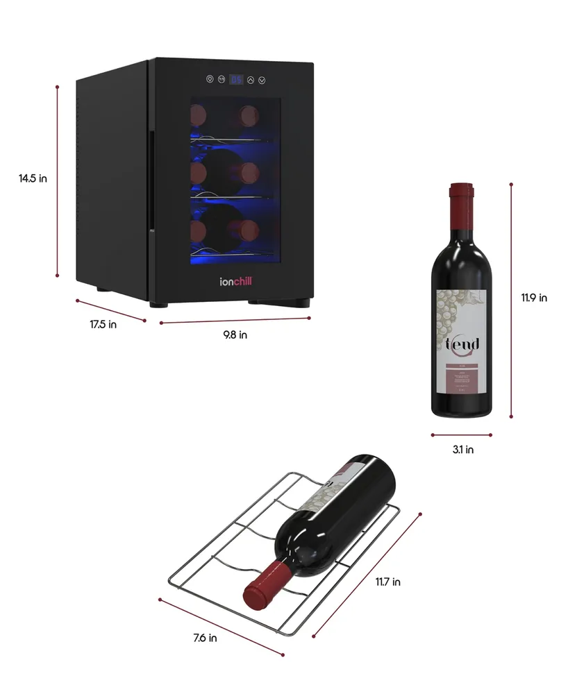 Tzumi IonChill 6-Bottle Wine Cooler 13-Liter Mini Fridge