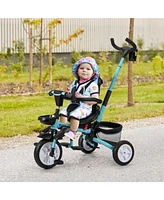 Costway 6-In-1 Kids Baby Stroller Tricycle Detachable Learning Toy Bike w/ Canopy