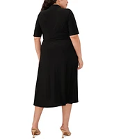 Msk Plus Size Collared Wrap Dress