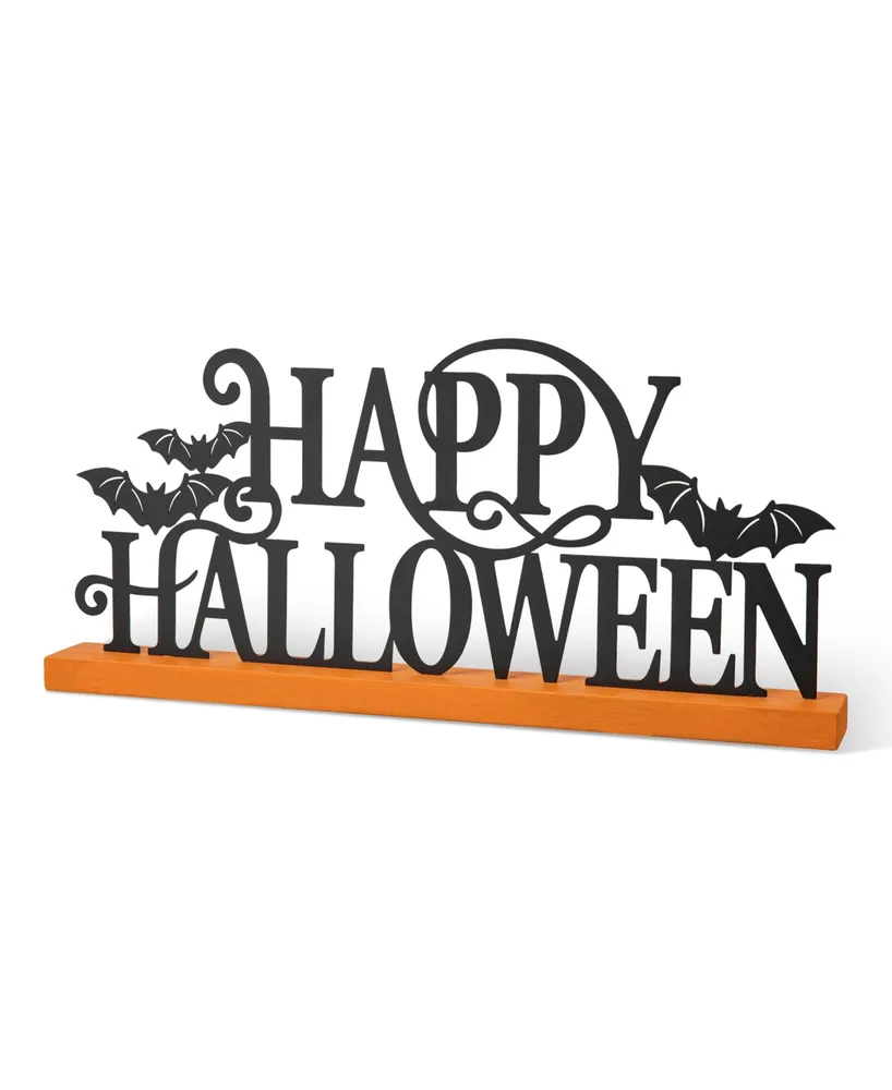 Glitzhome 18" L Halloween Wood Metal "Happy Halloween" Table Decor