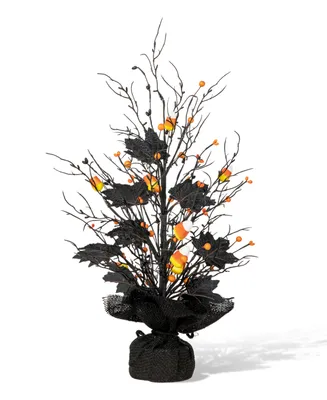 Glitzhome 21" H Lighted Halloween Candy Corn Berries Table Tree