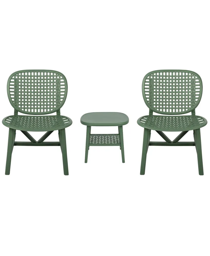 Simplie Fun 3 Pieces Hollow Design Retro Patio Table Chair Set All Weather Conversation Bistro Set