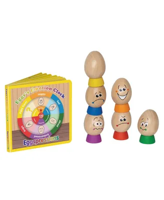 Hape Eggspression - 6 Wooden Egg Figures and Book Set