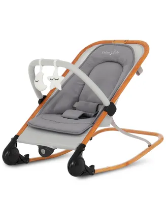 Dream on Me Rock with me 2-in-1 Rocker and Stationary Seat | Compact Portable Infant Rocker with Removable Toys Bar & Hanging Toys